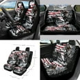 thumbnail image 2 of Renewold Wolf American Flag 15 PCS Car Seat Covers Set for Men Women, Auto Seat Protector with Steering Wheel Cover Seat Belt Pads Trash Bin Air Vent Pocket Rear View Mirror Cover Coasters Key Chain, 2 of 7