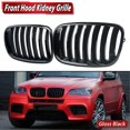 thumbnail image 4 of 1 Pair Front Hood Kidney Grille Grill For X5 X6 E70 E71 2007-2013 Glossy Black 51137157687 51137157, 4 of 5
