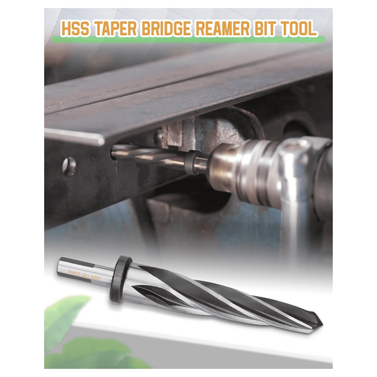 7/8Inch Drill Bridge/Construction Reamer Bit with 1/2Inch Shank M2 HSS Taper Chucking Reamer Bit Tool for Steel Metal