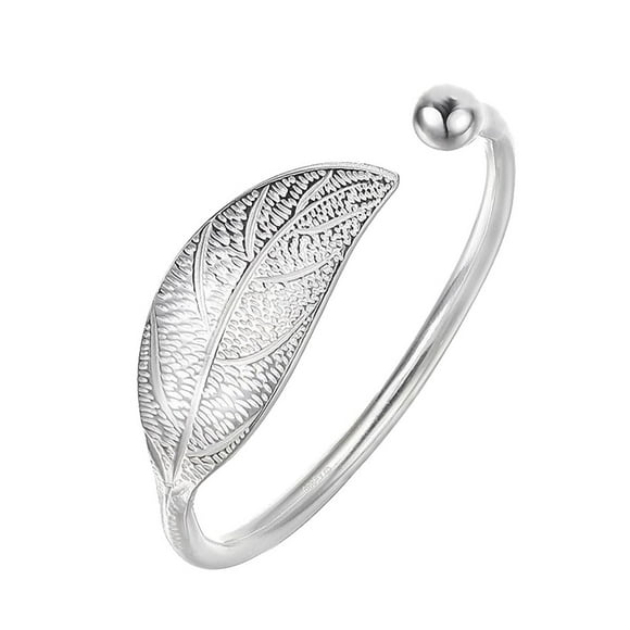 New Fashion Leaves Jewelry Silver Womens Charm Bangle Bracelet Gift
