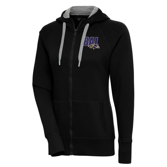 Women's Antigua  Black Baltimore Ravens Victory Full-Zip Hoodie
