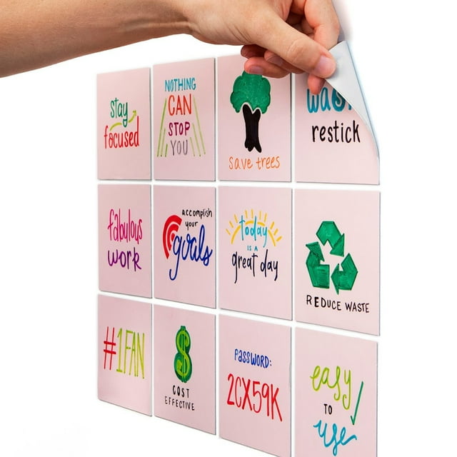 M.C. Squares Stickies Pink Reusable Sticky Notes 4x4 12Pack 2Year