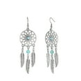 thumbnail image 1 of Faux Bijoux Turquoise 1 Paire Boucles d'Oreilles Crochet Femme Creuses Plume Forme Ronde Perles Style Rétro Bohème Alliage Inoxydable Décoration d'Oreille Bijoux, 1 of 8
