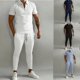 thumbnail image 2 of Camisa casual de manga larga con cuello de algodón puro para hombres de Europa y Estados Unidos, moda retro de otoño, vacaciones, dos conjuntos, 2 of 5