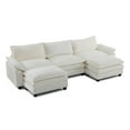 thumbnail image 7 of Ktaxon 120" W Sectional Sofa U Shaped Couch with Double Chaise Chenille Sleeper Set with 3 Oversized Seats Beige, 7 of 7