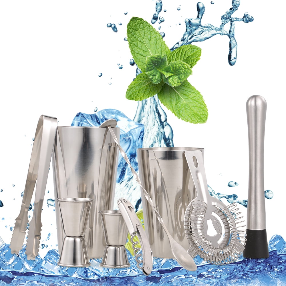 9pcs Bar Tool Cocktail Shaker Stainless Steel Bartender Kit Jigger