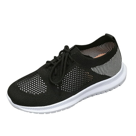 

Mackneog Sports Fly Mesh Lace-Up Woven Breathable Hollow Casual Women s Flat Shoes Women s sneakers Gift on Clearance