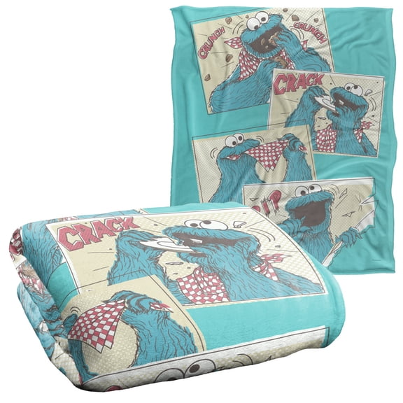 Sesame Street Cookie Monster Comic Officially Licensed Silky Touch Super Soft Throw Blanket 50' x 60'