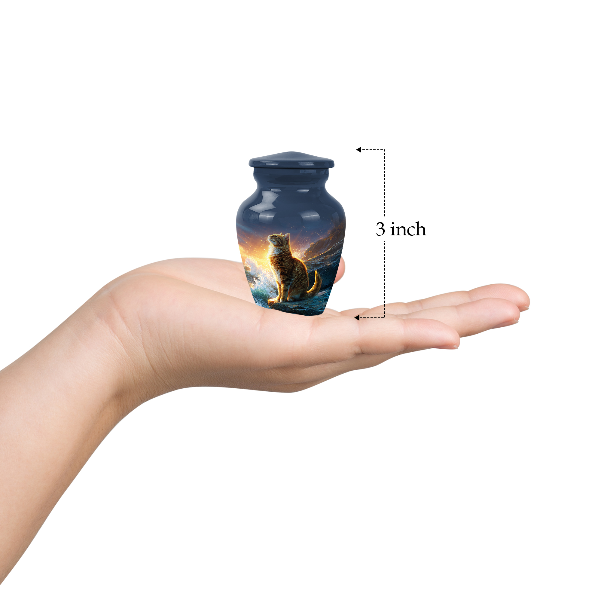 Cat Burial Urn For Ash For Women - Blue Urns For Human Ashes - Funeral Urns For Human Ashes Adult - Small Cremation Urn For Adult Mother & Father, 1 Large 10 Inch, 4 Keepsake Set