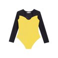 thumbnail image 6 of YiZYiF Kids Girls Rhythmic Gymnastics Jumpsuit Long Sleeve Ballet Dance Leotard Shiny Rhinestones Metallic Bodysuit Yellow 12, 6 of 7