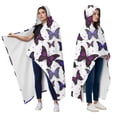 thumbnail image 2 of Wearable Blanket,Butterfly Purple Blue Dot Pattern Hooded Wearable Flannel Blanket for Adults & Teens with Buckle,Winter Poncho Shawl Wrap Cape,60"x80", 2 of 5
