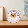 thumbnail image 2 of 3.15 inch Mini Quartz Clock Insert desk office round Roman Numbers Quartz Movement Gold Rim, 2 of 9