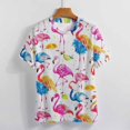 thumbnail image 3 of Flamingo Pattern Women's Short Sleeve T-Shirt Crew Neck Casual Summer Trendy Loose Fit Tops, 3 of 6