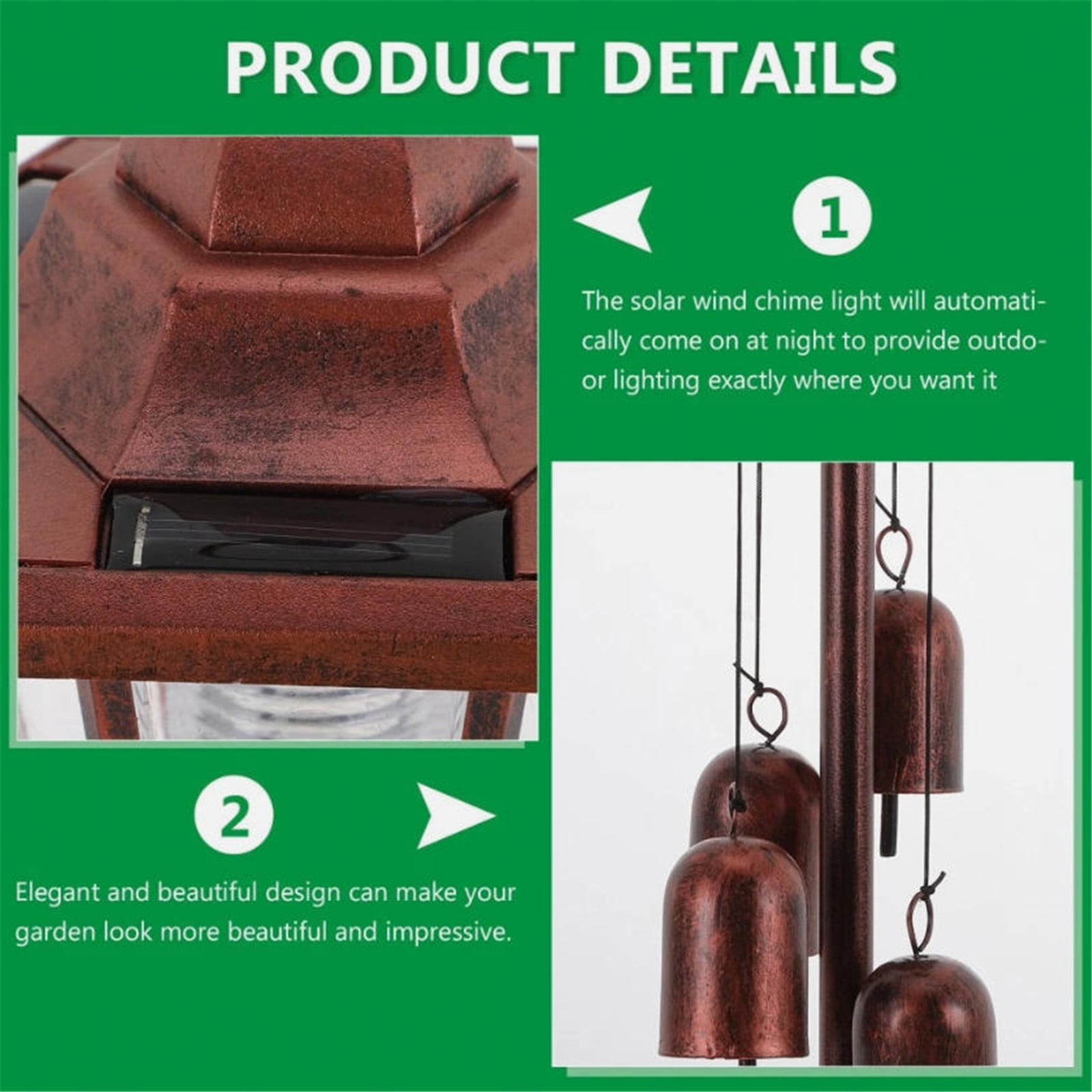 Iron Wind Bells Light, Wind Chimes for Outside, Solar Chandelier, Memorial Wind Chimes Deep Tone, Decorative Garden Patio Balcony Light for Outdoor Use