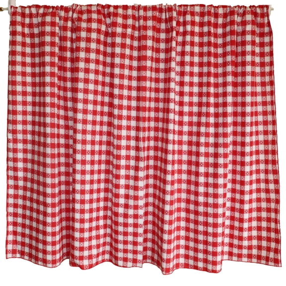 Cotton Curtain Checkered Print 58 Inch Wide Tavern Checkered Red