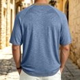 thumbnail image 4 of CCRFTGI Henley Short Sleeve Shirt for Men Lightweight Casual 4 Button Tees Tops Classic Work T-Shirts with Pocket Light Blue XL, 4 of 6