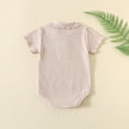thumbnail image 5 of SROBPTY Newborn Boys Girls Solid Lapel Short Sleeve Romper for 3-24M Beige, 12M, 5 of 5