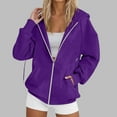 thumbnail image 2 of felwors Hoodies for Women Zip up Lightweight Sweatshirt Long Sleeve Fleece Hooded Jacket Coat Fall Casual Outfits Pockets Dark Purple, XXL, 2 of 7