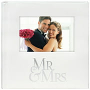 Malden Int Designs 2 Up 4x6 Photo Album With Memo Area Mr & Mrs Faux Leather Cover Book Bound White