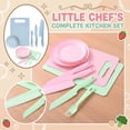thumbnail image 2 of Cthrlog Children's Plastic Cutting Knife Set Safe Fruit Slicing Tools for Kids Kitchen Learning Teaching Kit with Board Plates Fork Blue 2 Knives 2 Plates 1 Fork 1 Board, 2 of 6