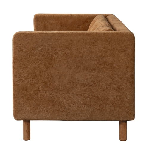 78" Modern 3-Seater Sofa, Chenille Upholstered Couch with Square Arms, Tufted Pillow Back & Walnut Rubber Wood Legs, Multi-Cushion Sofa for Living Room and Apartment, Orange