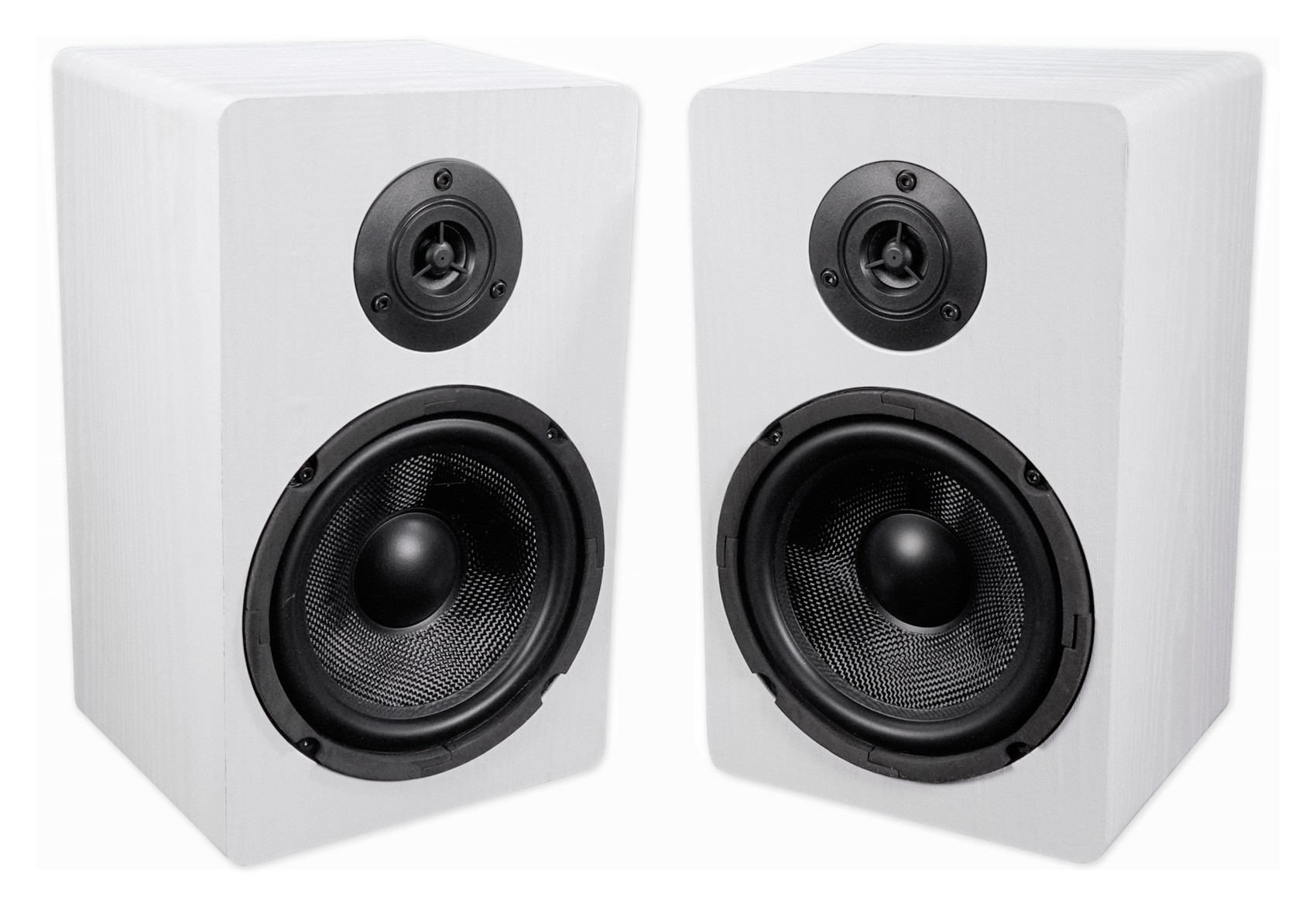 Pair Rockville RockShelf 68W White 6.5" Home Bookshelf Speakers + 36" Stands