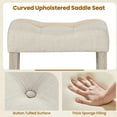 thumbnail image 4 of 24 Inch Bar Stools Pair, Upholstered Saddle Seats with Button Tufted Surface, Solid Wood Legs and Footrest, Backless Counter Stools for Kitchen Cafe, Beige, 4 of 5