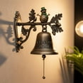 thumbnail image 2 of PONPRNGY Heavy Duty Cast Iron Wall Bell - Decorative Retro Christmas Style Hand Bell - Manually Shaking Wall Hanging Doorbell - Indoor Outdoor Wall Mounted Dinner Bell - Garden Home Decoration, 2 of 3