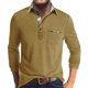 thumbnail image 1 of Men's Spring And Autumn Solid Color T-shirt Lapel 3 Button Open Placket Button Long Sleeved Top 3XL, 1 of 6