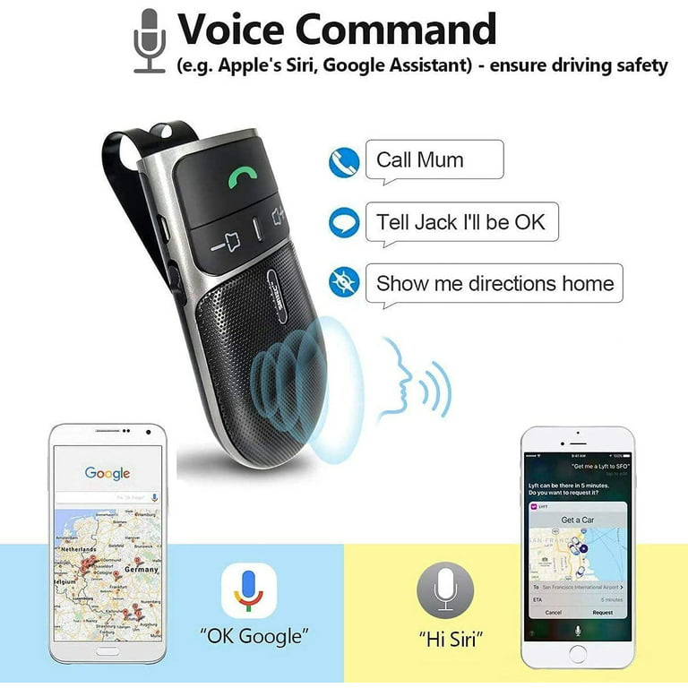 Hands Free Bluetooth for Cell Phone Car Kit - Wireless Bluetooth Car  Speaker AUTO Power ON Support Siri Google