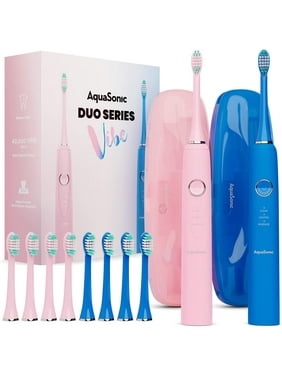AquaSonic Vibe Duo 2 Whitening Electric Toothbrushes, 10 Brush Heads