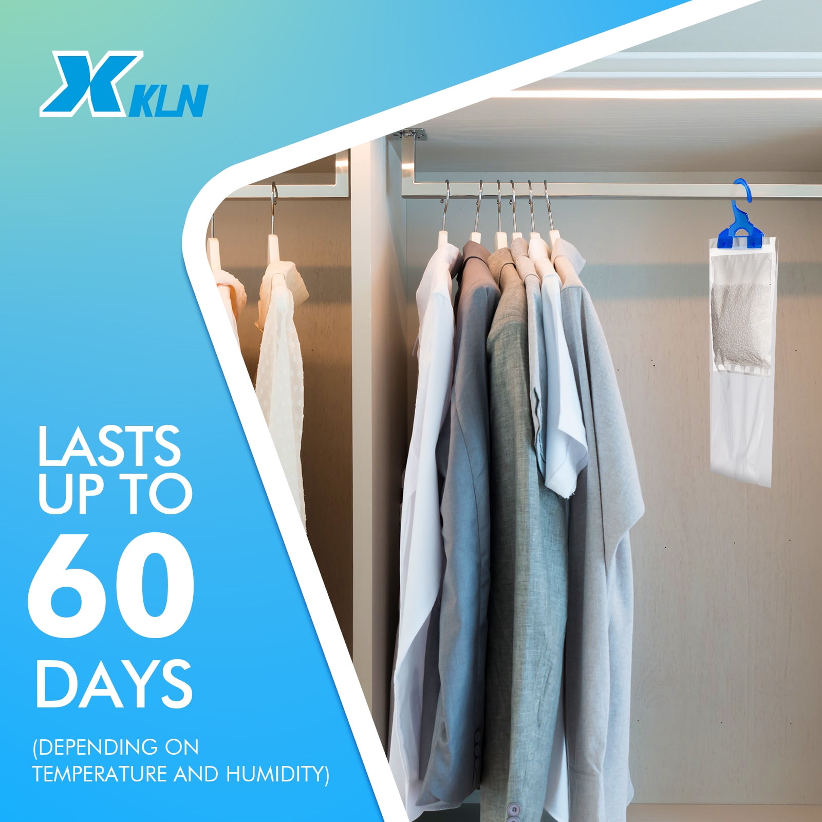 XKLN Moisture Absorber Packets 9 Pack, Humidity Packs, Hanging Closet Dehumidifier Bags,  9.8OZ