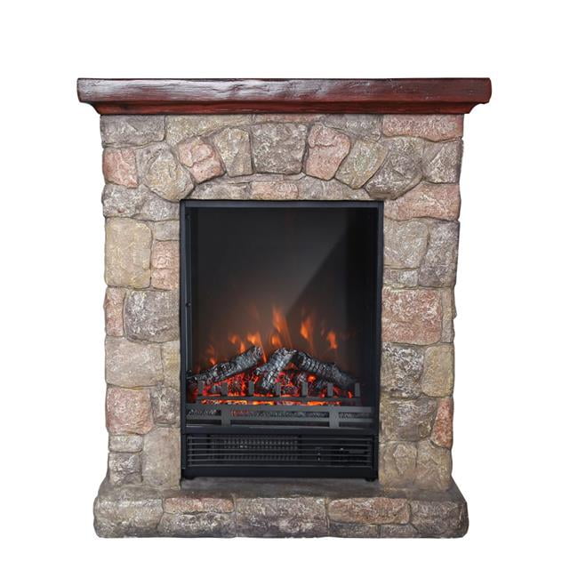 Luxen Home WHIF632 Poly Stone Cottage Free Standing Electric Fireplace