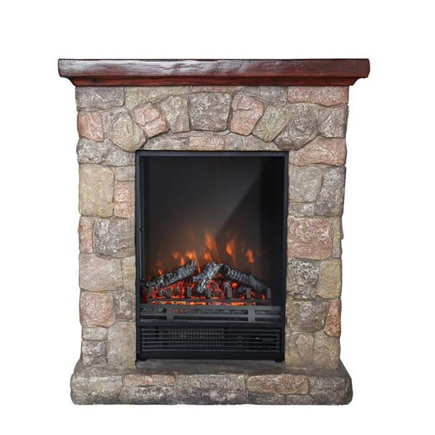 Luxen Home WHIF632 Poly Stone Cottage Free Standing Electric Fireplace