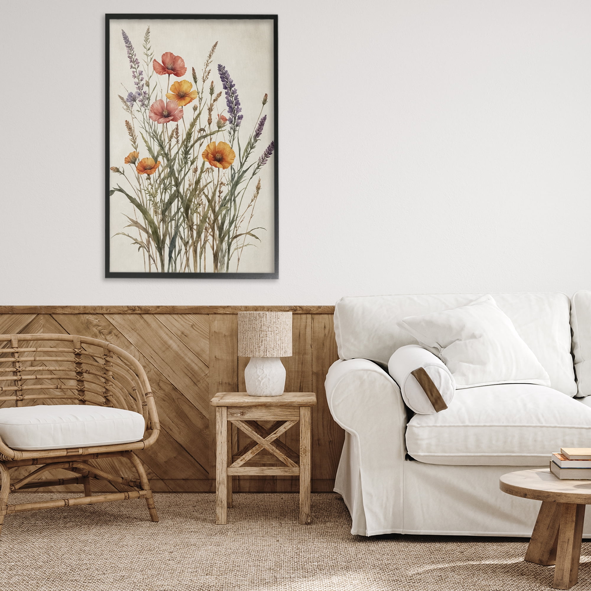 Stupell Industries Vintage Collection of Meadow Botanicals Black Framed Giclee Art, design by Nataly White