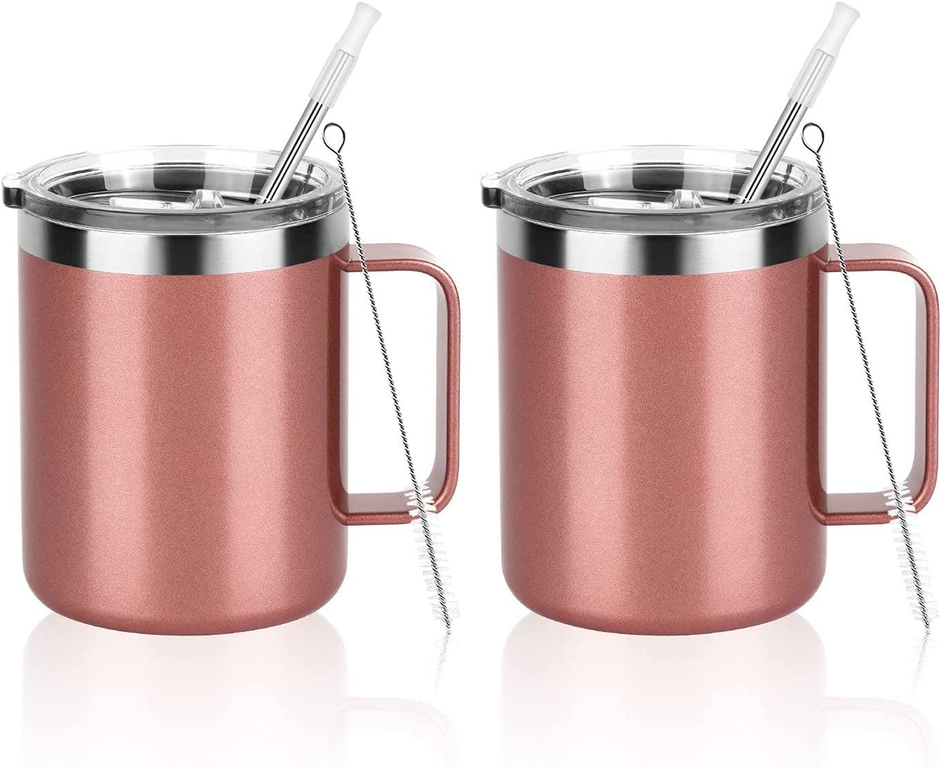 Waipfaru 12Oz 2 Pack Stainless Steel Coffee Mugs with Handle, Double