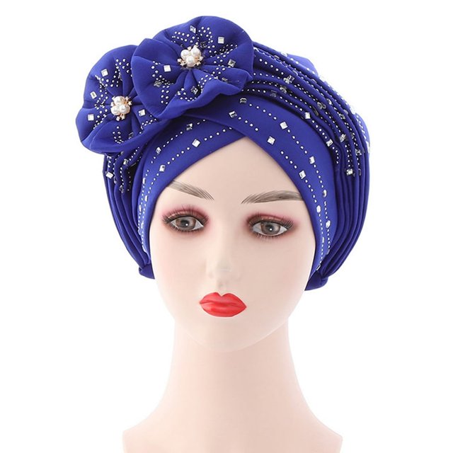 MesaSe Shiny Lady African Headtie Skin-friendly Rhinestone Knot African Headwrap for Daily Life