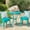 Teal, variant on Metal Bistro Furniture Set | Cheerful Design for Outdoor Enjoyment | Powder-Coated Iron Structure | Endures Outdoor Conditions