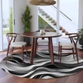 thumbnail image 4 of Abstract Waves Large Area Rugs for Bedroom Living Room, Soft Non Slip Carpet Bedside Rug, Black Grey Modern Geometric Striped Round Floor Cover Kitchen Accent Rug 8' for Dining Room/Office, 4 of 9