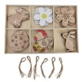 thumbnail image 1 of 30 piezas de madera con forma de conejito de Pascua, flores, huevos de gallina, recortes de madera duraderos y llamativos para decoración DIY., 1 of 14