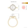thumbnail image 5 of Angara South Sea Cultured Pearl Cushion Halo Engagement Ring in 14K Yellow Gold for Women | June Birthstone Jewelry for Her, 5 of 8