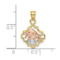 thumbnail image 3 of FB Jewels 14k Yellow White and Rose Three Color Gold Double Dolphins In Frame Tri-color Pendant, 3 of 4