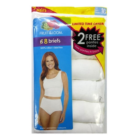 Print Briefs - Fruit Of The Loom 8-Pack (six plus two FREE!) Cotton-Polyester Blend Briefs Color Print and Style May Vary (7 Large (40-41