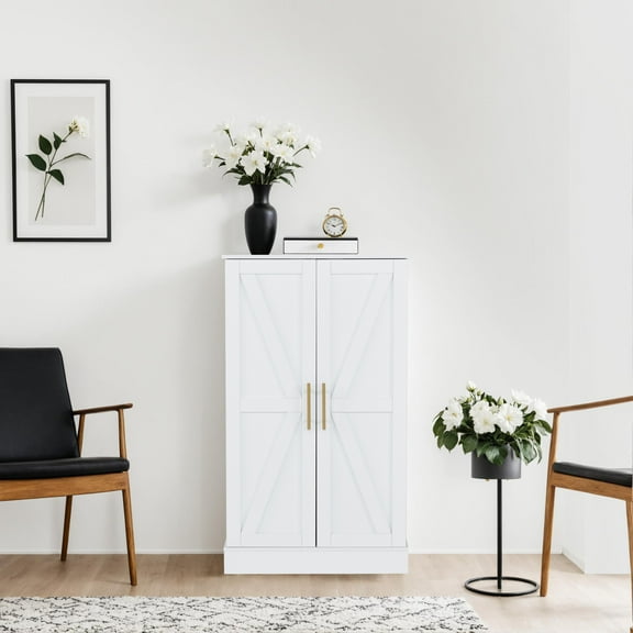 BarberPub Modern Storage Cabinet with Adjustable Shelves for Home Office Beauty Salon