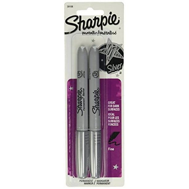 Sharpie Metallic Permanent Markers, Fine Point, Silver, 2 Count