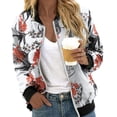 thumbnail image 4 of Pntutb Chaquetas para mujer Estampado floral Manga larga Cremallera Recortada Ligero Cuello alto Outwear Tops Abrigo Liquidación Pntutb Pntutb-176, 4 of 6