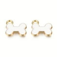 thumbnail image 2 of 10pc Alloy Charms with Enamel Cadmium Free & Lead Free Light Gold Bone White 11.5x13x2mm Hole: 1.6mm, 2 of 2