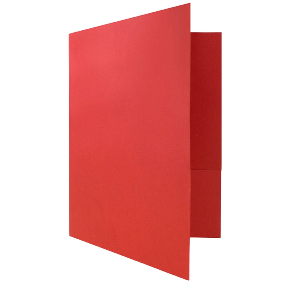 JAM Linen Two Pocket Folders, Red, 25/Pack
