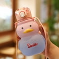 thumbnail image 3 of OUSITAID 650ml Duck Water Bottle with Straw Lock Design Suspender One Key Open Transparent Lid Water-drinking Kawaii Leakproof Duck Water Cup for Student, 3 of 8