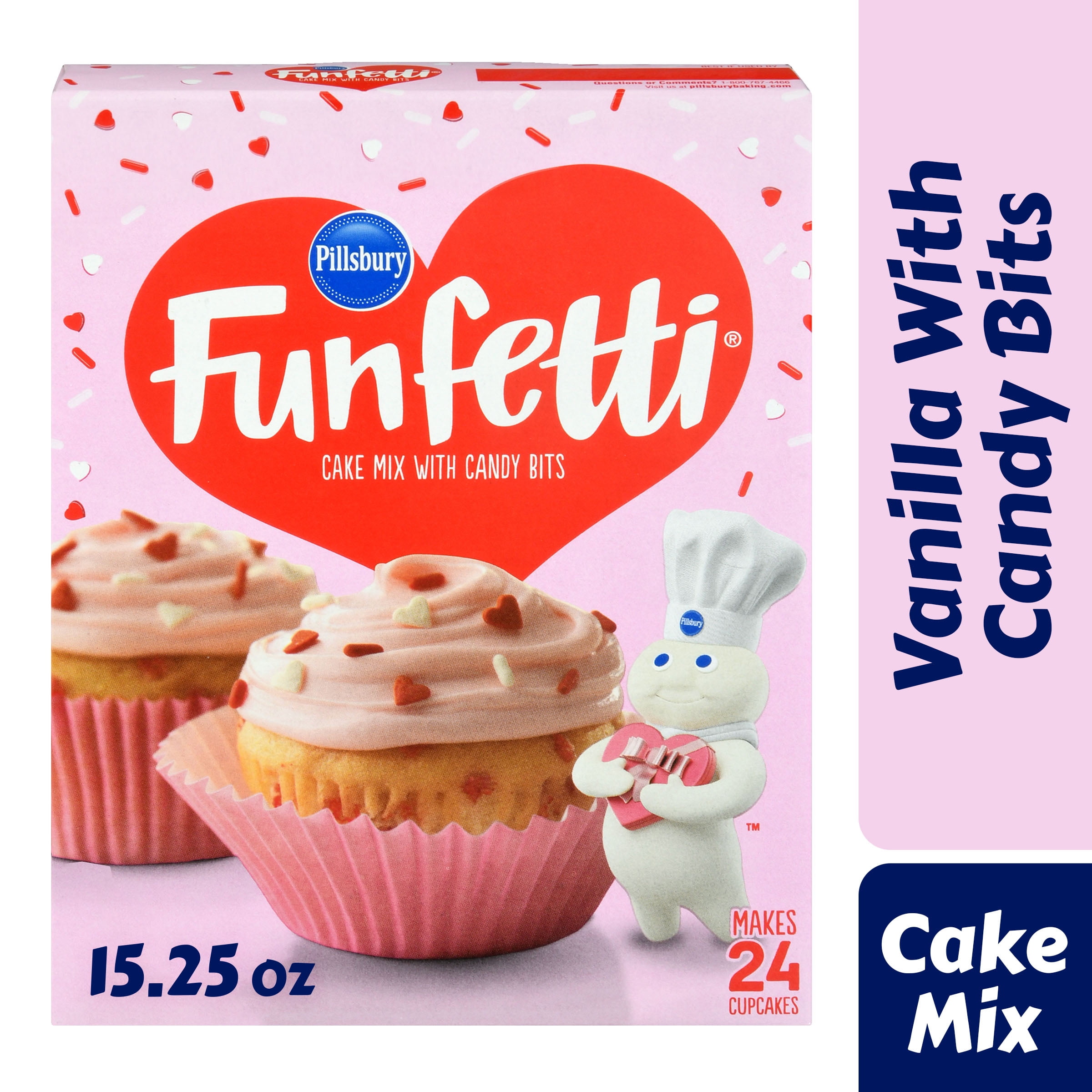 Pillsbury Funfetti Valentine's Cake Mix with Candy Bits, 15.25 Oz Box